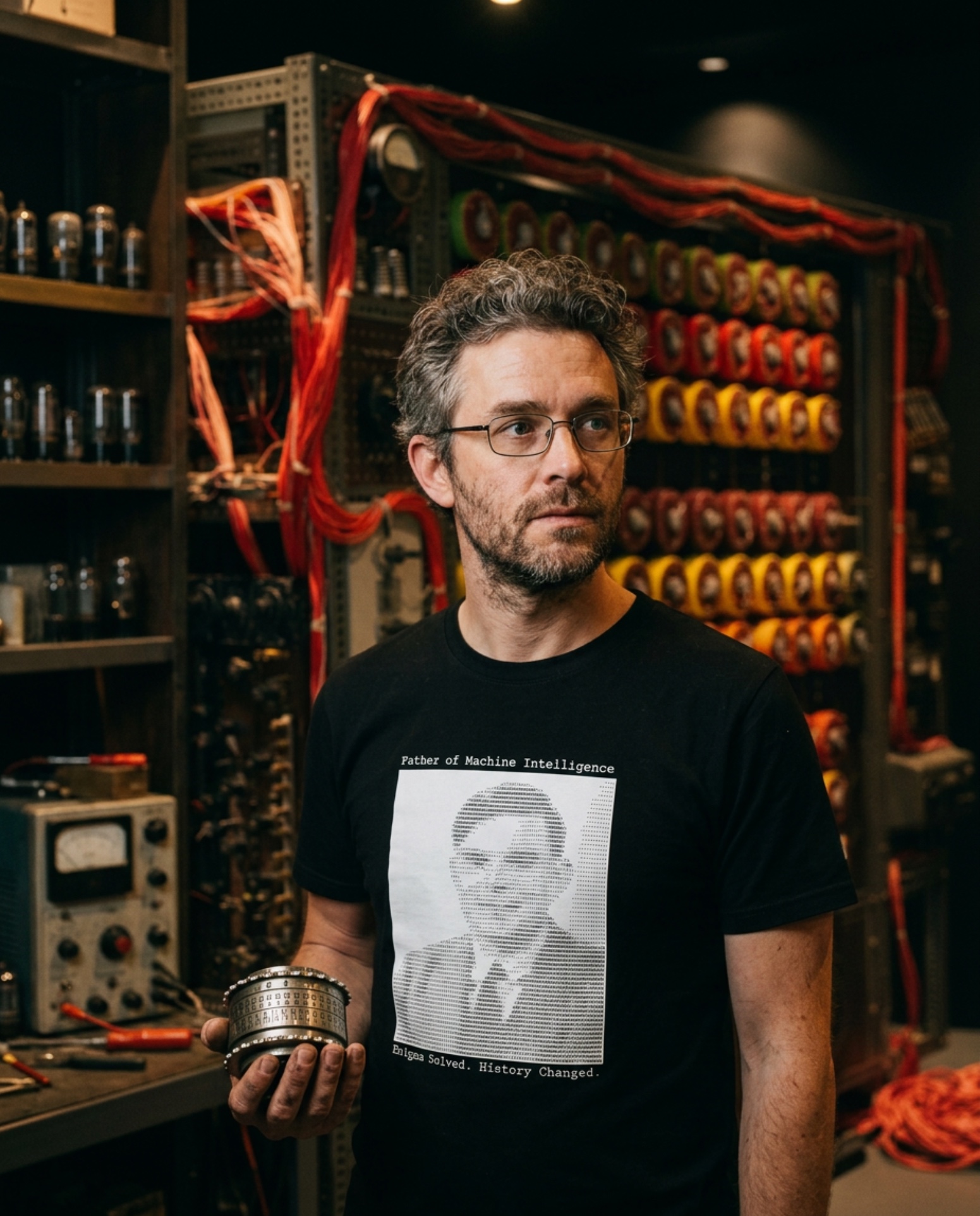 IT tričko pro ajťáky Alan Turing Enigma programátor šifrování a historie výpočetní techniky